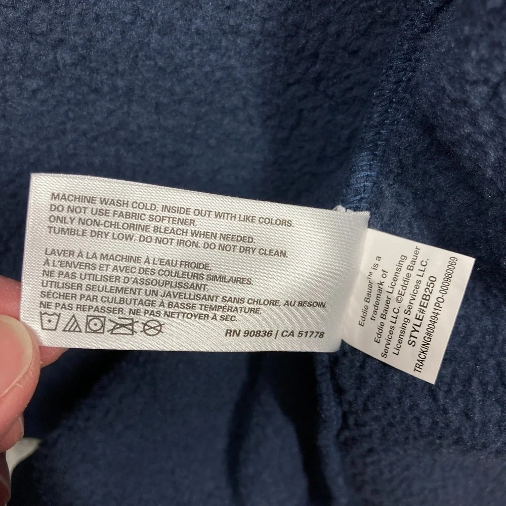 Eddie Bauer Full Zip Sweatshirt‎ Mens 2XL Blue SLEEVE COMPANY LOGO Mock Neck